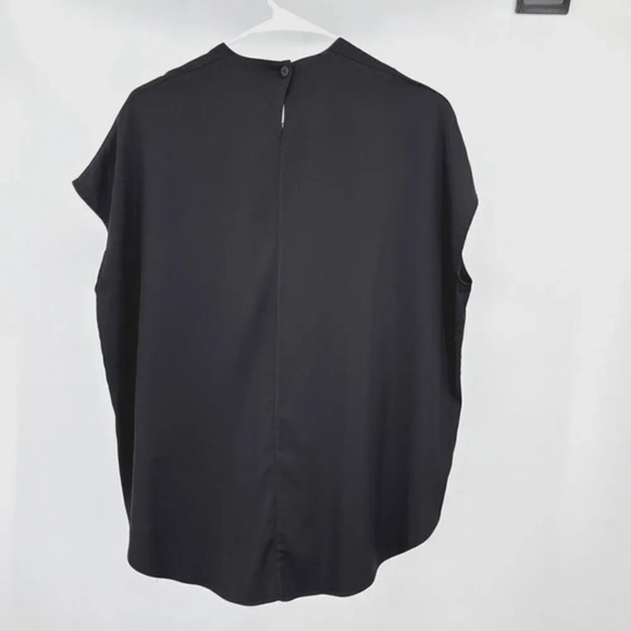 MM Lafleur Boxy Top Womens S Black Cupra Blend Cap Sleeves High-Low Luxe Minimal - Picture 5 of 11